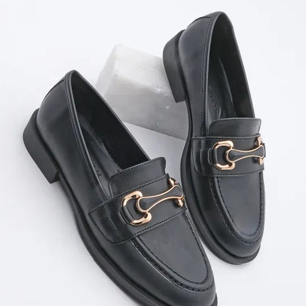 Yevsa Buckle Casual Shoes Black Patent Leather -338