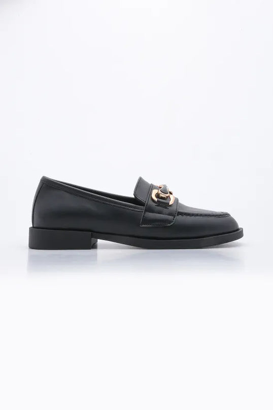 Yevsa Buckle Casual Shoes Black Patent Leather -338