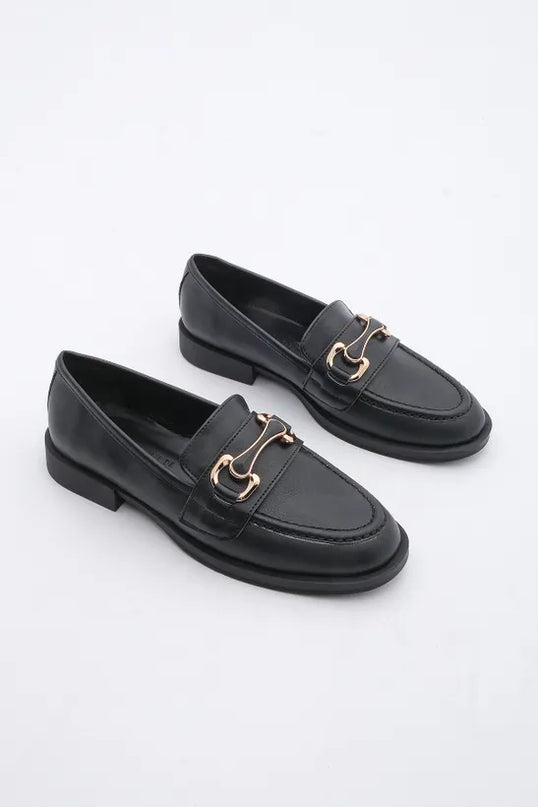 Yevsa Buckle Casual Shoes Black Patent Leather -338