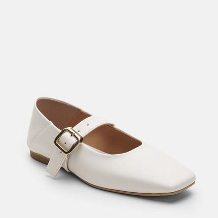 Women's White Lita Soft Leather Flat Women's Ballerinas F320