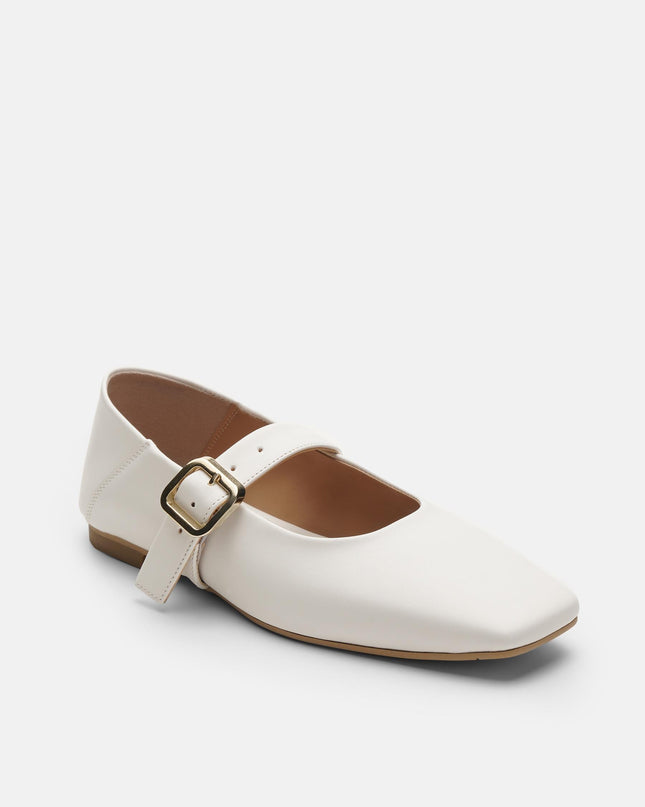 Women's White Lita Soft Leather Flat Women's Ballerinas F320