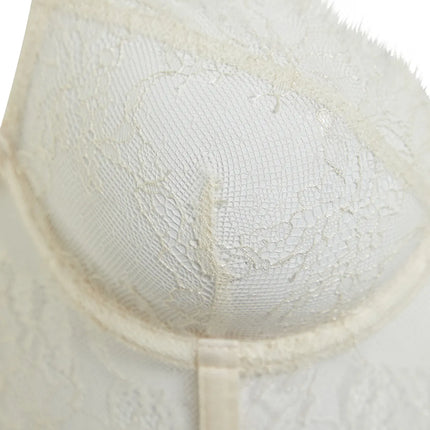 Bridal White Lace Coverless Rope Strap Bustier Knitted Bra