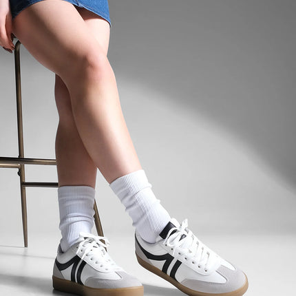 Tiyone Lace-up Flat Sole Sports Shoes White -256