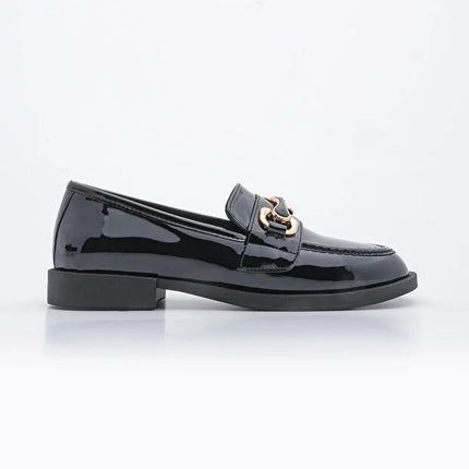 Yevsa Buckle Casual Shoes Black Patent Leather -338