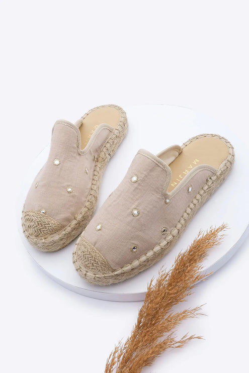 Tospe Stoned Daily Jute Espadrille Slippers Beige ●12