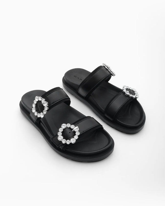 Yerpe Double Striped Stone Daily Slippers Black -958