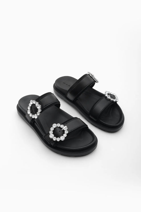 Yerpe Double Striped Stone Daily Slippers Black -958