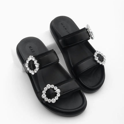 Yerpe Double Striped Stone Daily Slippers Black -958