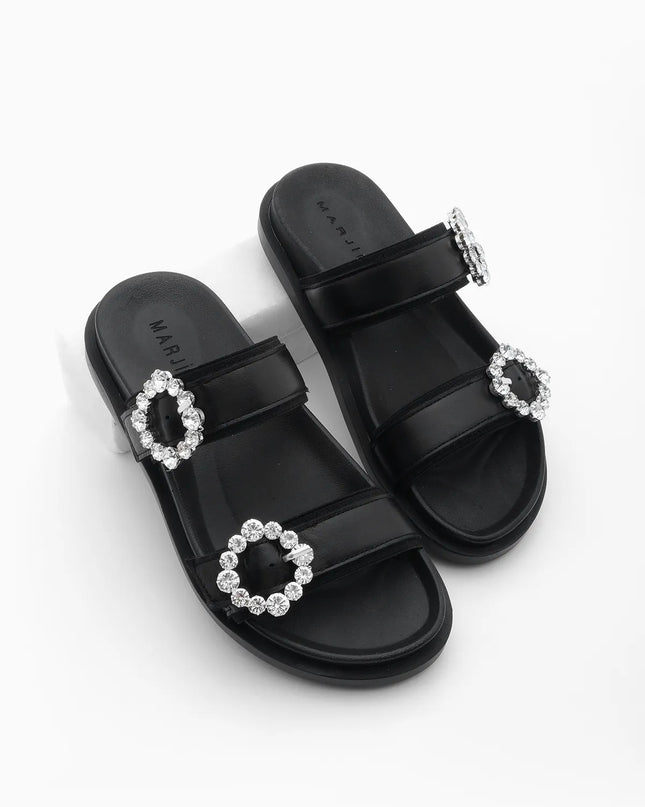 Yerpe Double Striped Stone Daily Slippers Black -958