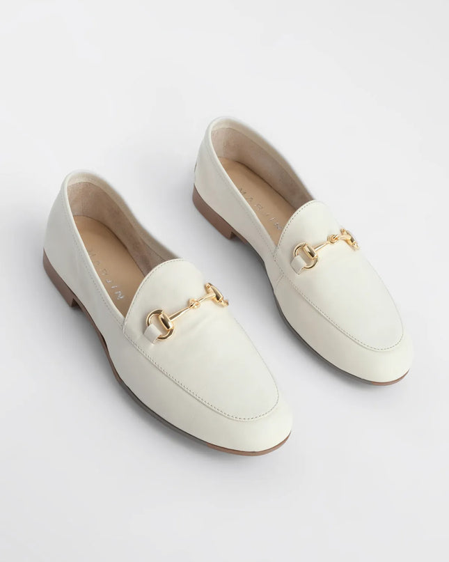 Genuine Leather Chain Loafer Beige -341