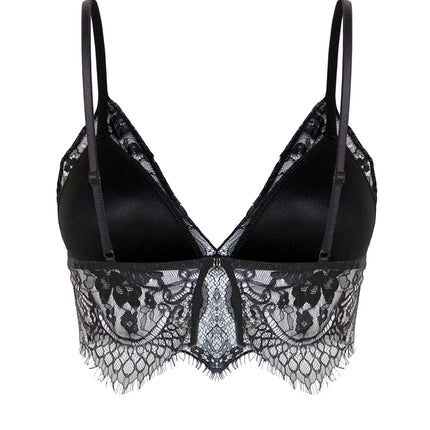 Black Lace Seamless Cup Bustier Knitted Bra