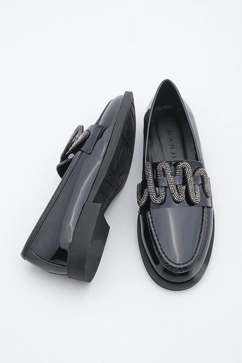حذاء Alseka Stoned كاجوال لوفر من الجلد باللون الأسود -425