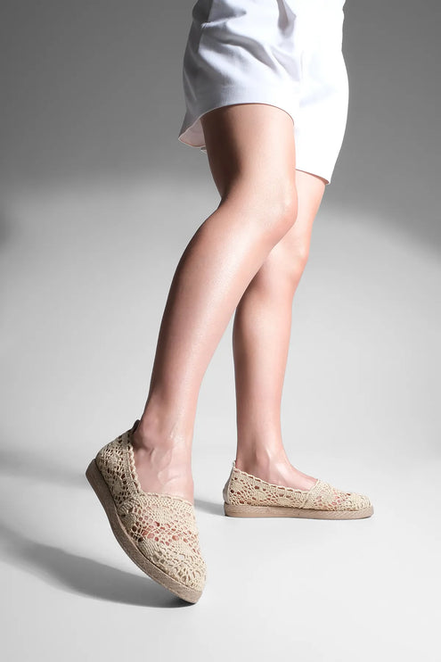 Erlin Knitted Espadrille Casual Shoes Beige ●7