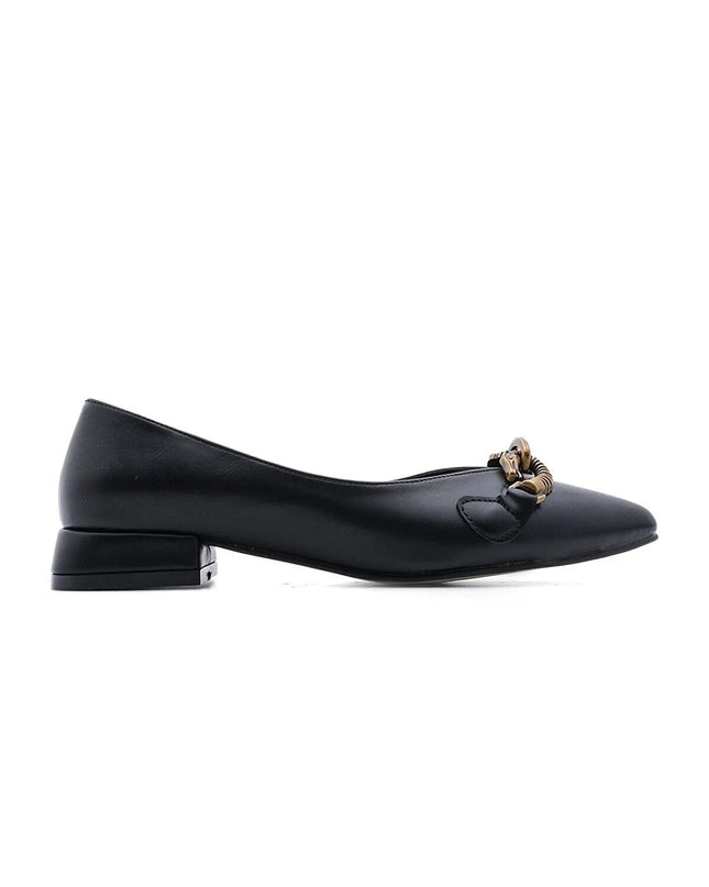 Kosef Pointed Toe Chain Buckle Ballerina Black 44║