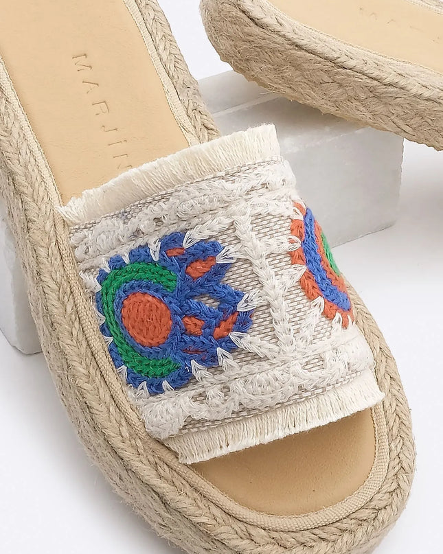 Derpa Tasseled Braided Thick Sole Jute Espadrille Slippers Blue ●13