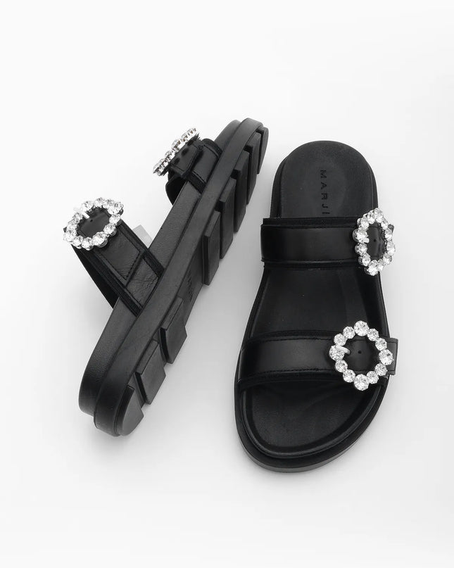 Yerpe Double Striped Stone Daily Slippers Black -958