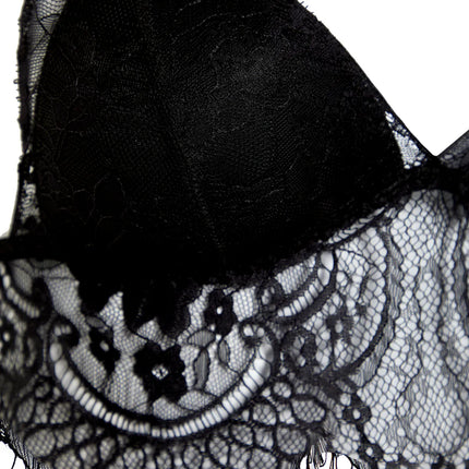 Black Lace Seamless Cup Bustier Knitted Bra