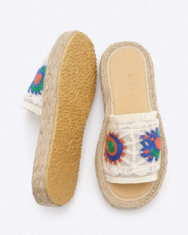 Derpa Tasseled Braided Thick Sole Jute Espadrille Slippers Blue ●13