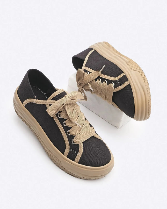 Timole Sneaker Thick Soled Lace-Up Sports Shoes Beige -271