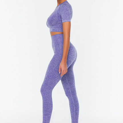 Lilac Seamless Full Length Knitted Sports Tights