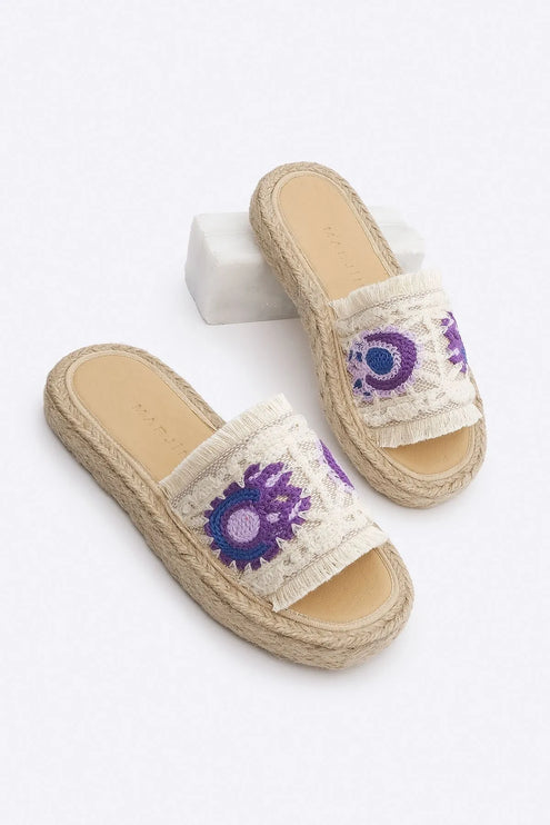 Derpa Tasseled Braided Thick Sole Jute Espadrille Slippers Blue ●13