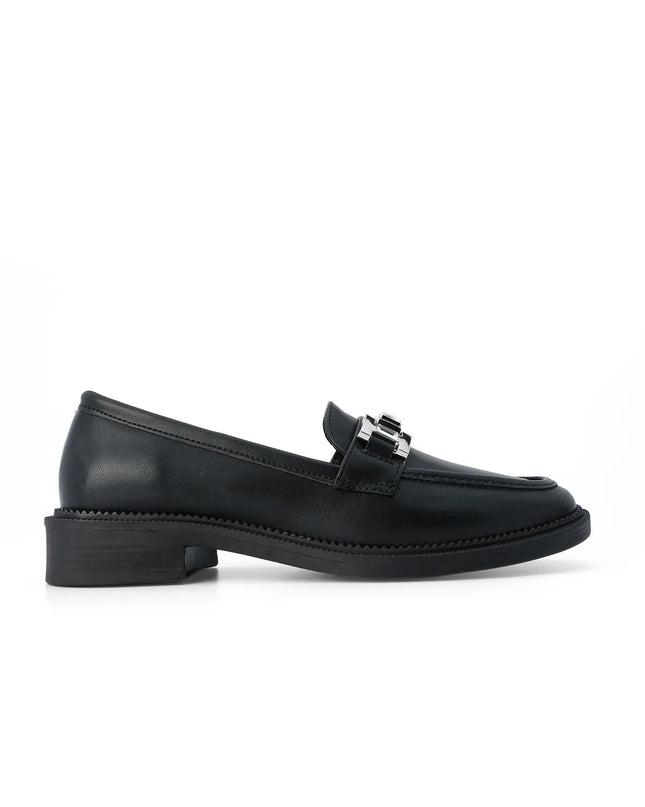 Hosre Stone Buckle Loafer Black -345