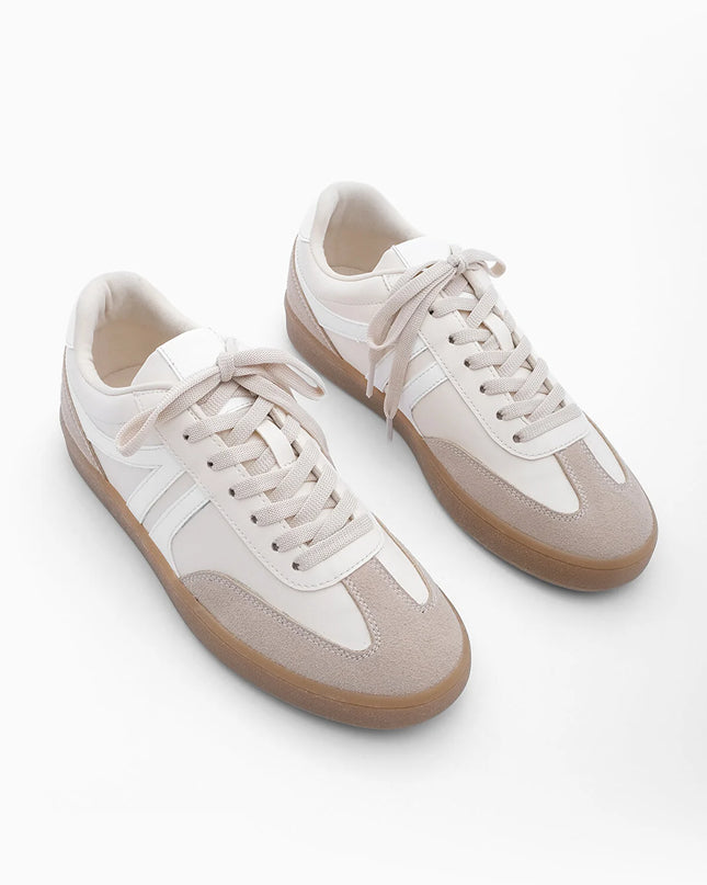 Tiyone Lace-up Flat Sole Sports Shoes White -256