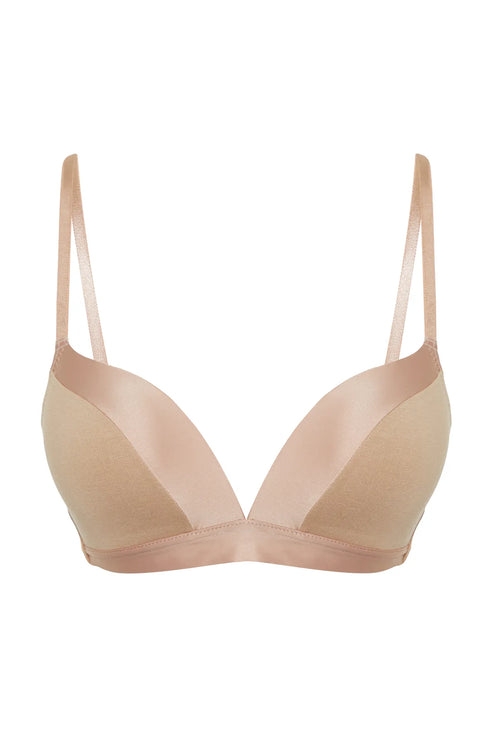 Skin Modal Satin Detailed Covered Knitted Bra with Plumping Effect