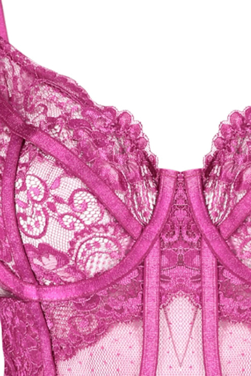 Fuchsia Lace Knitted Bodysuit