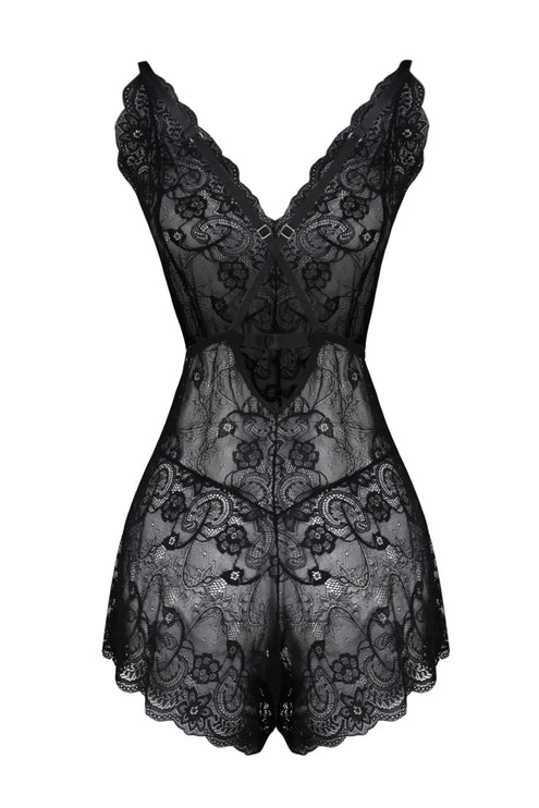 Black Lace Knitted Fantasy Nightgown