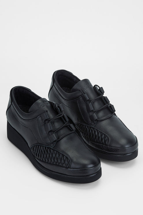 Black Women's Genuine Leather Casual Shoes -363