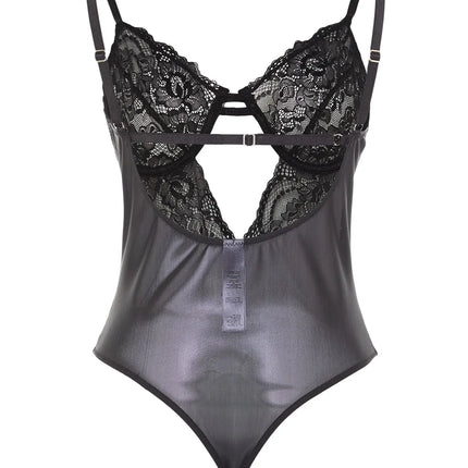 Black Lace Window/Cut Out Detailed Stud Knitted Body