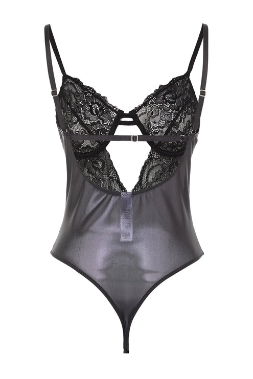 Black Lace Window/Cut Out Detailed Stud Knitted Body
