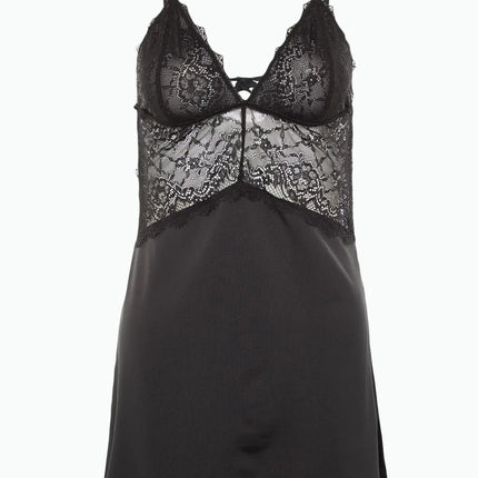 Black Lace Detailed Knitted Fantasy Nightgown