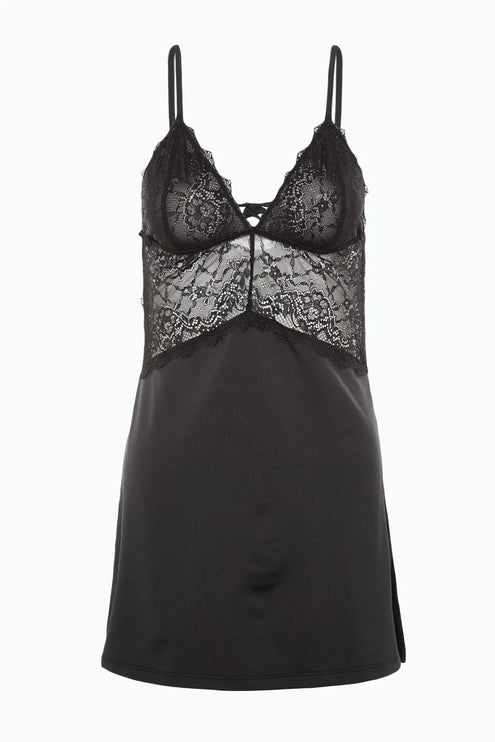 Black Lace Detailed Knitted Fantasy Nightgown