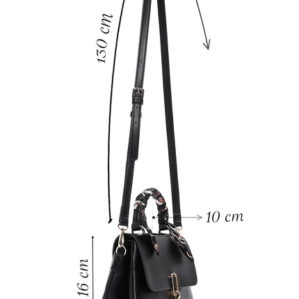 Women's Black Long Strap Handbag with Accessory Detail