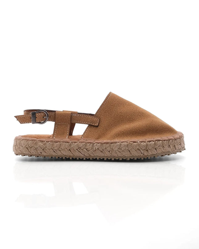 Straw Detailed Closed-Front Espadrille Sandals Beige ●6