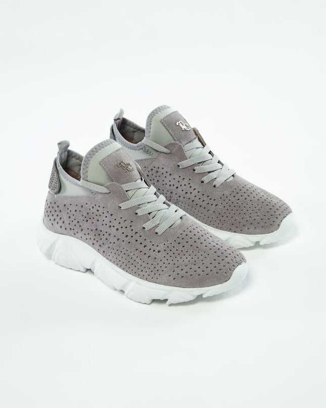 Gray Women's Genuine Leather Sneakers -268