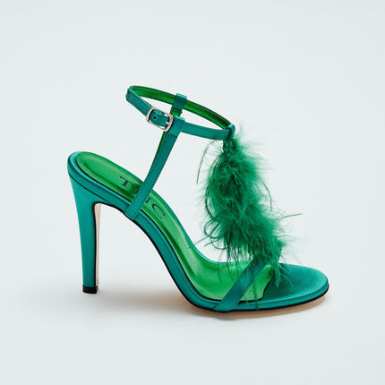 Green Women's Vegan Heeled Sandals -00110