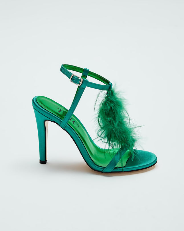 Green Women's Vegan Heeled Sandals -00110