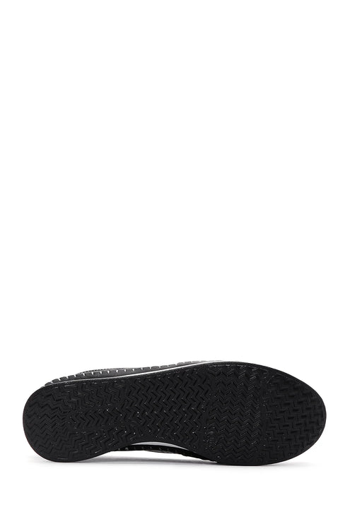 حذاء لوفر مريح من الجلد ذو نعل سميك أسود اللون للنساء H13