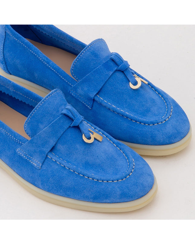 Women's Leather Loafers Blue -307