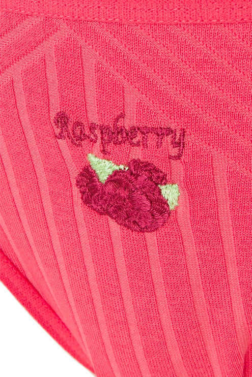 سراويل داخلية مطرزة بالفاكهة "Scarlet Berry" من Juicy Joy باللون الأحمر