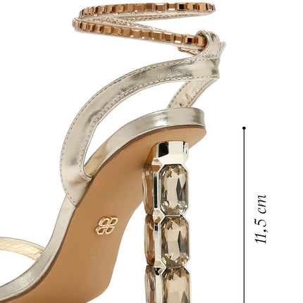 Women's Gold Ankle Strap High Heels H26