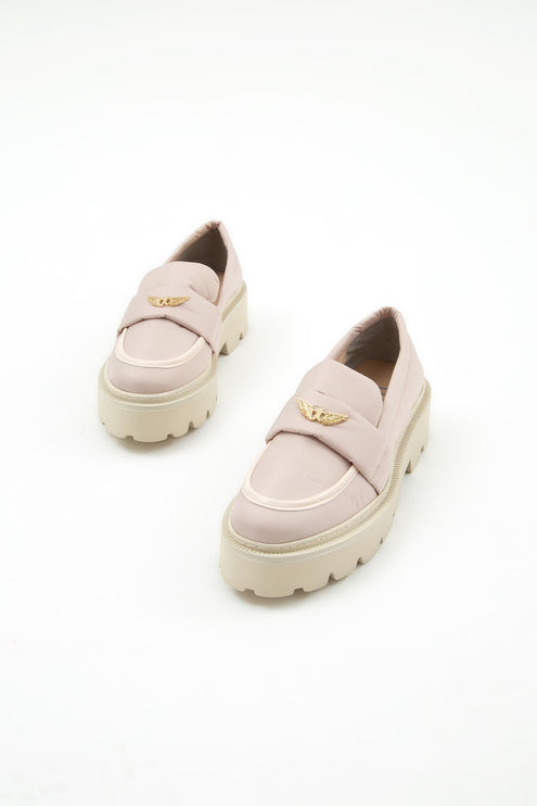 حذاء لوفر نباتي للنساء باللون البيج -350