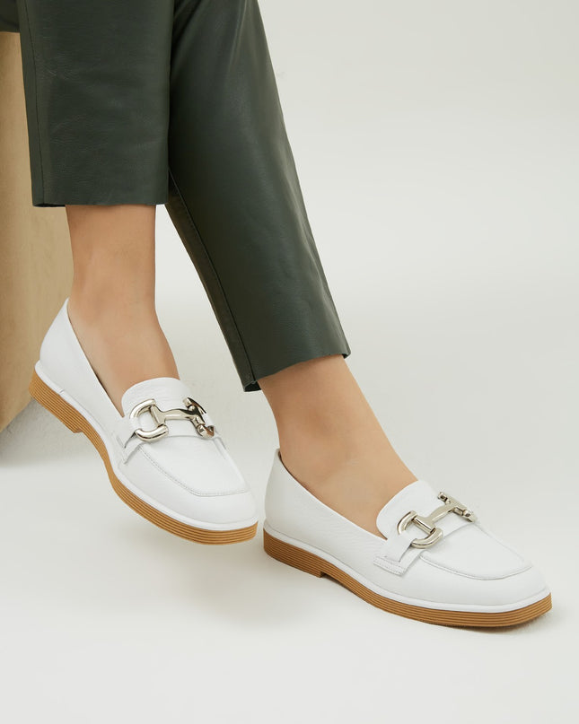 White Women's Genuine Loafers 12║