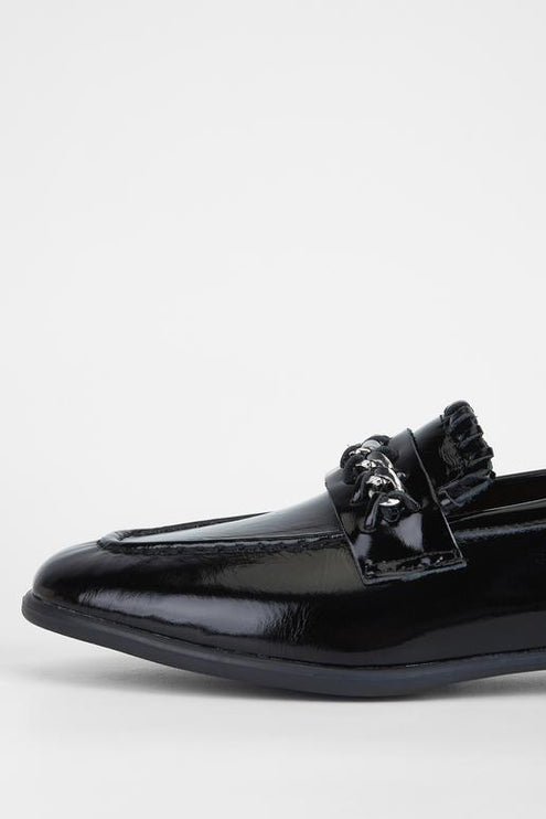 Black Patent Leather Women's Genuine Loafer 26║