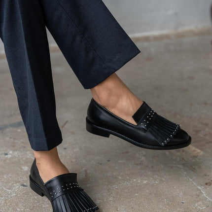 Beatriz Black Genuine Leather Women's Loafer Shoes -429