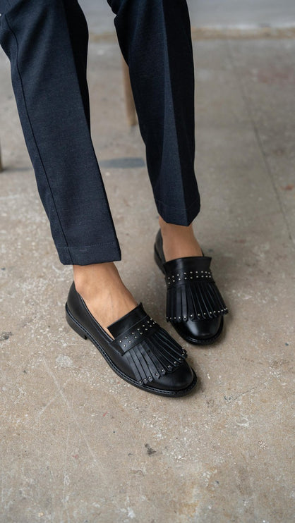 Beatriz Black Genuine Leather Women's Loafer Shoes -429