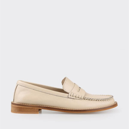 Beige Leather Women's Loafer H02